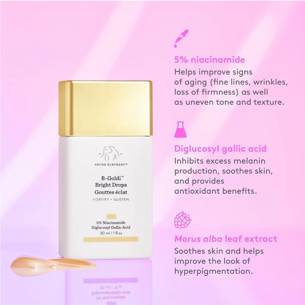 🐘 Drunk Elephant B-Goldi Bright Illuminating Drops NWOB Full Size